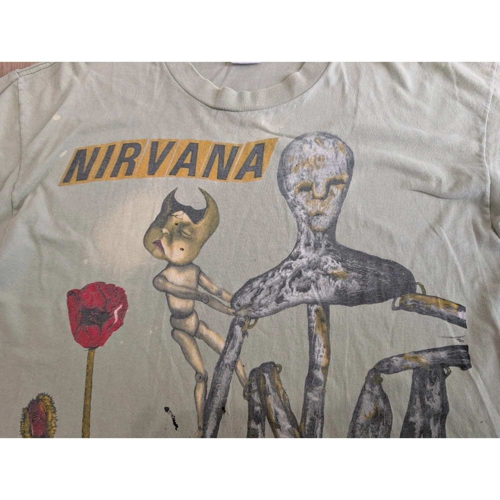 Authentic Vintage 90's Nirvana Incesticide ANVIL TAG Green T-Shirt Size XL RARE - Picture 5 of 16